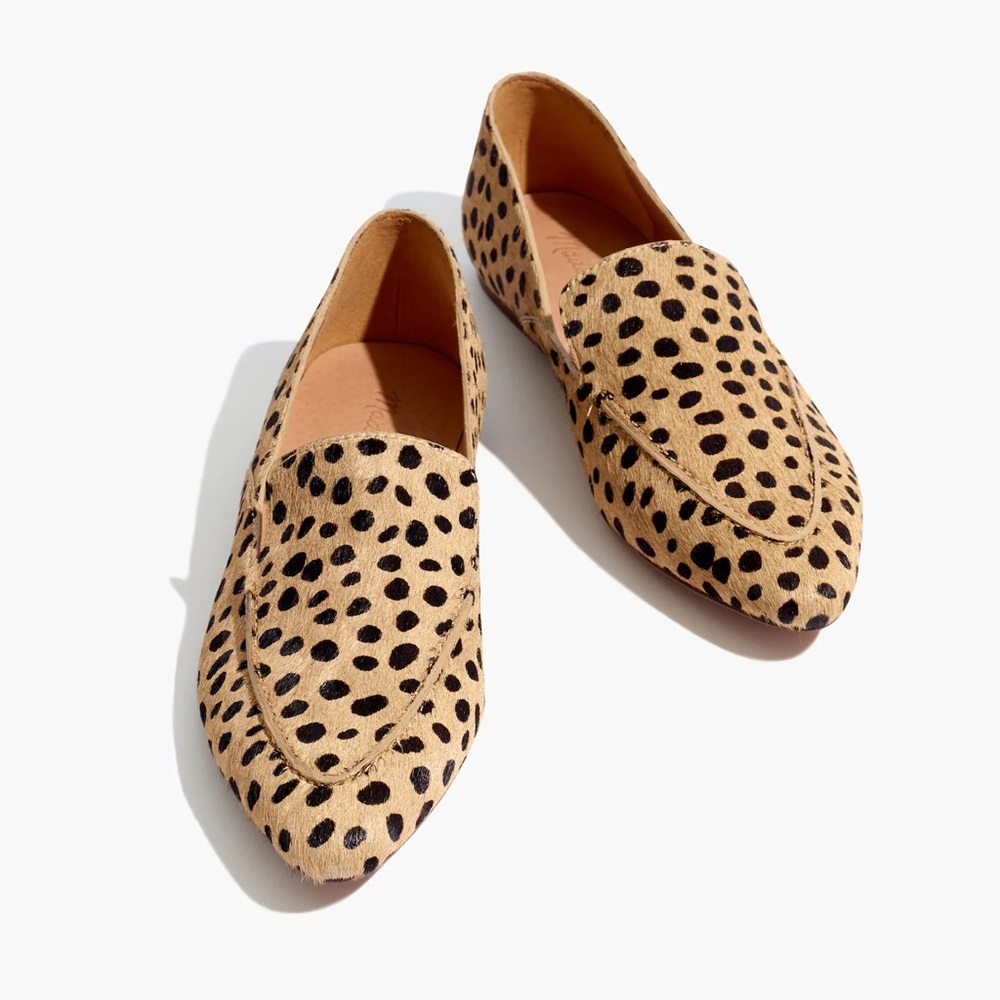 Madewell Tan and Black Spotted Leather Frances Loafers